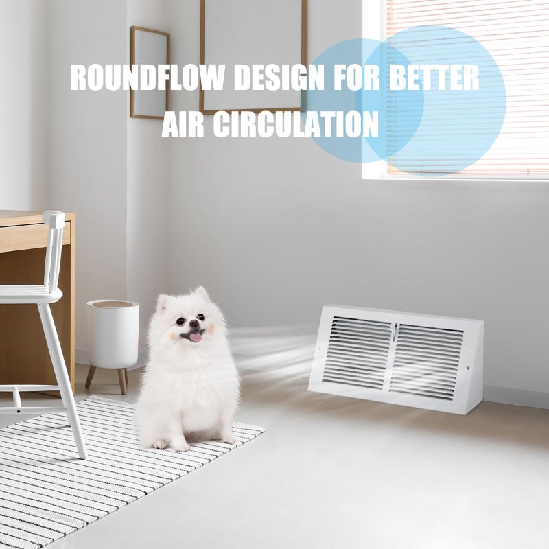 Yaocom 2 Pcs Baseboard Vent Covers with Damper Duct Opening: 12 x 6 Inches Duct Opening Size Steel Triangular Baseboard Return Air Grille with Damper Air Register Vent Cover Grill Diffuser Outer - Image 5